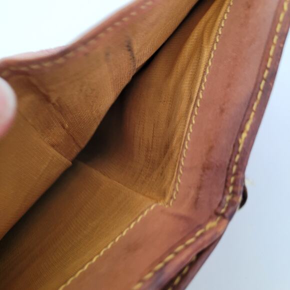 Etro Vintage Brown Paisley Medium Leather Wallet Logo Italian Trifold Zip Fair - Picture 6 of 15